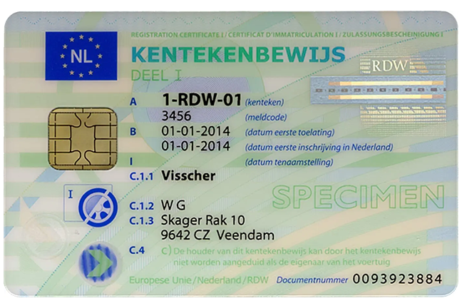 Kentekenbewijs aanpassen