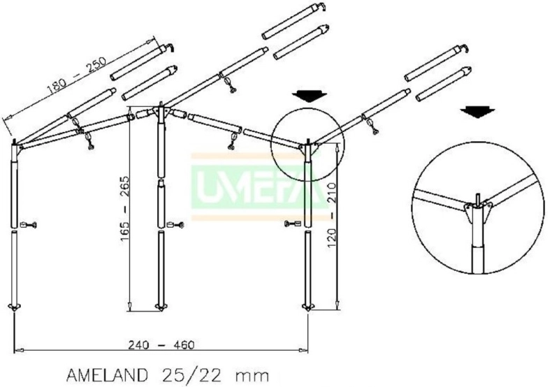Luifelframe Ameland L Staal