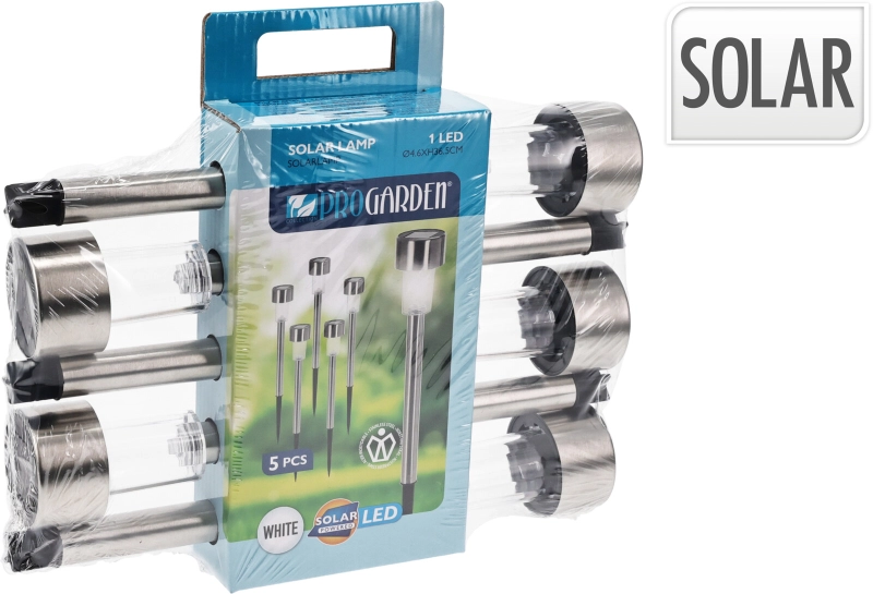 Pro-garden Solarlamp RVS set van 5