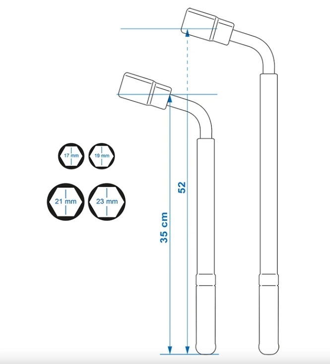 TECPO Telescopische wielmoeren, sleutelset met steeksleutelinzet 1/2