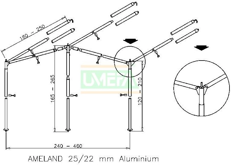 Luifelframe Ameland L ALU Easygrip