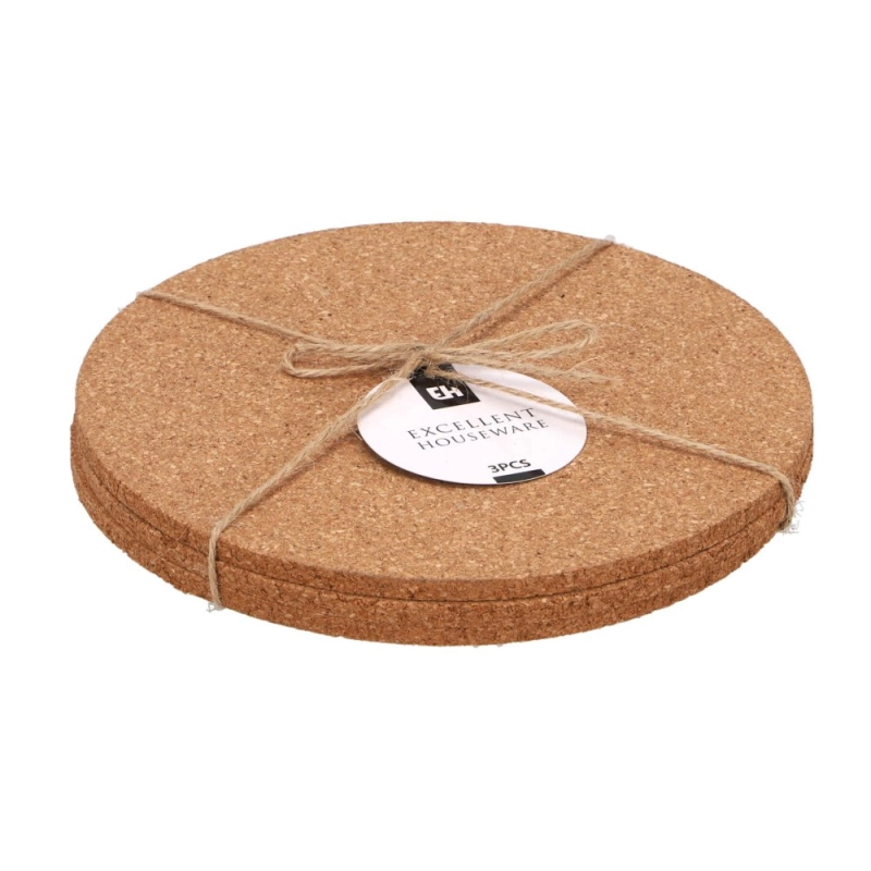 Onderzetter kurk set/3sts rond