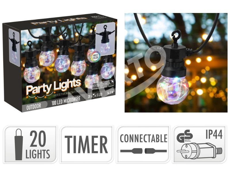 Feestverlichting 20 lampjes MultiColor